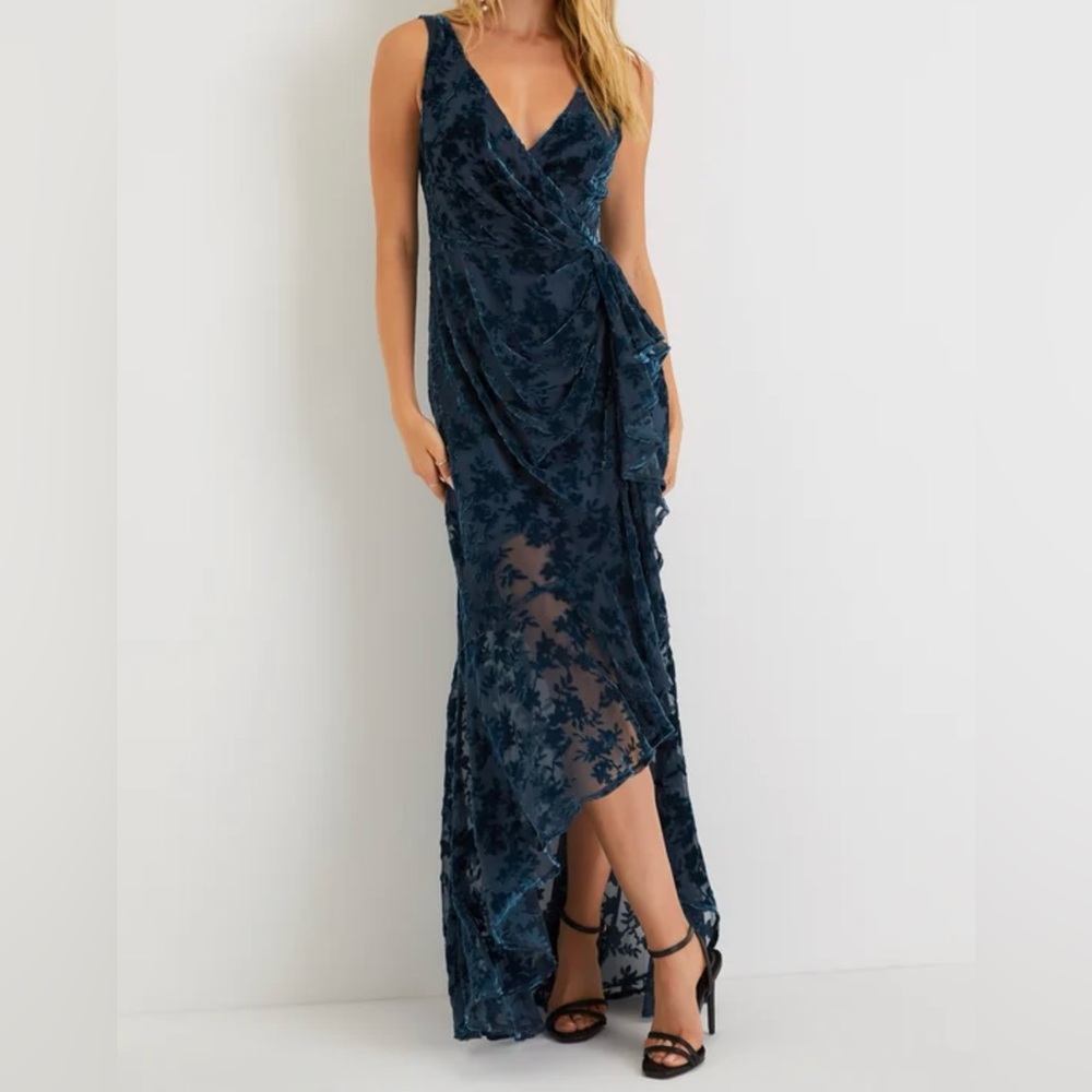 Elegant Teal Floral Maxi Dress